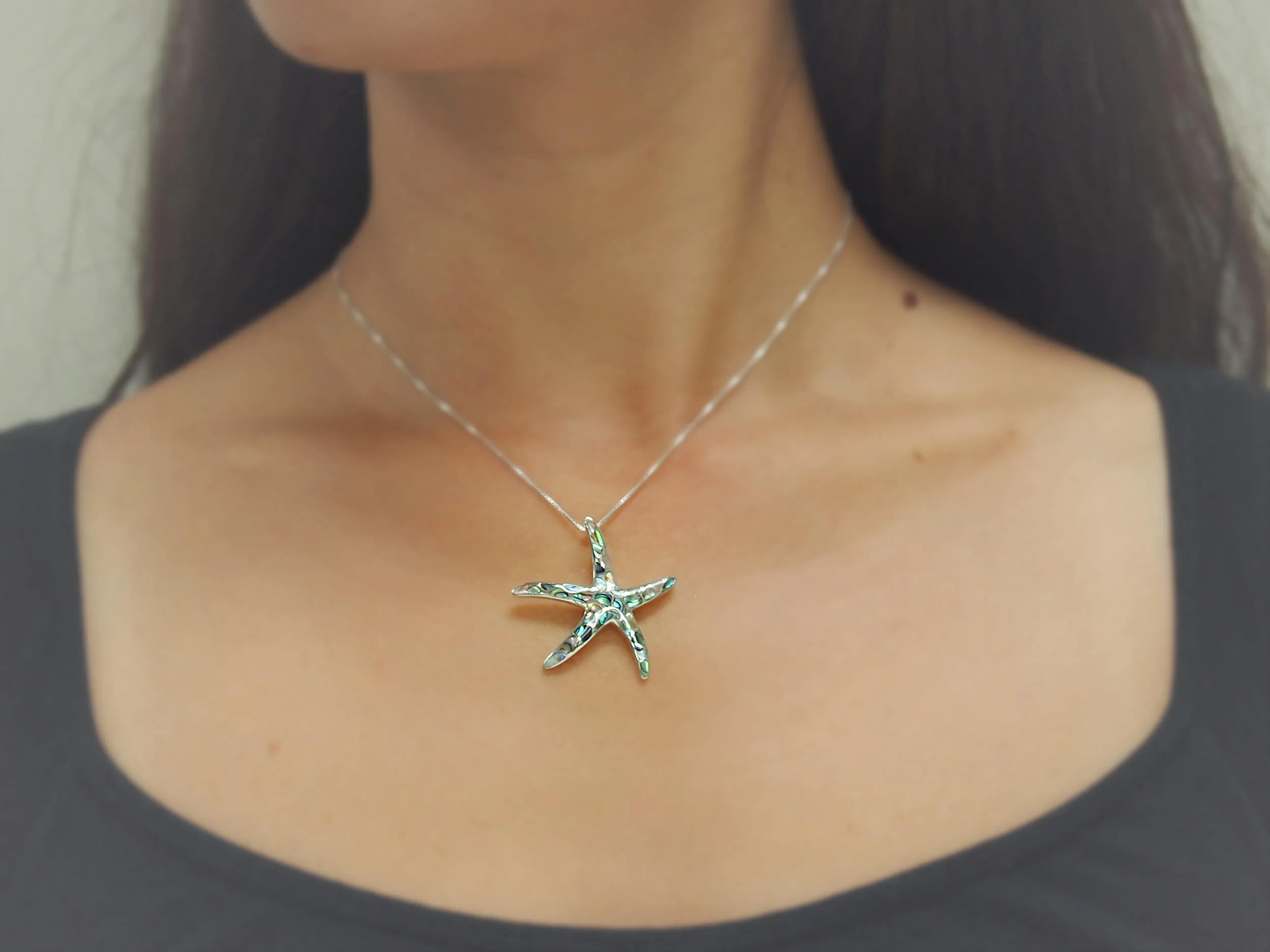 Sterling Silver Starfish Pendant Necklace, 16 2" Extender