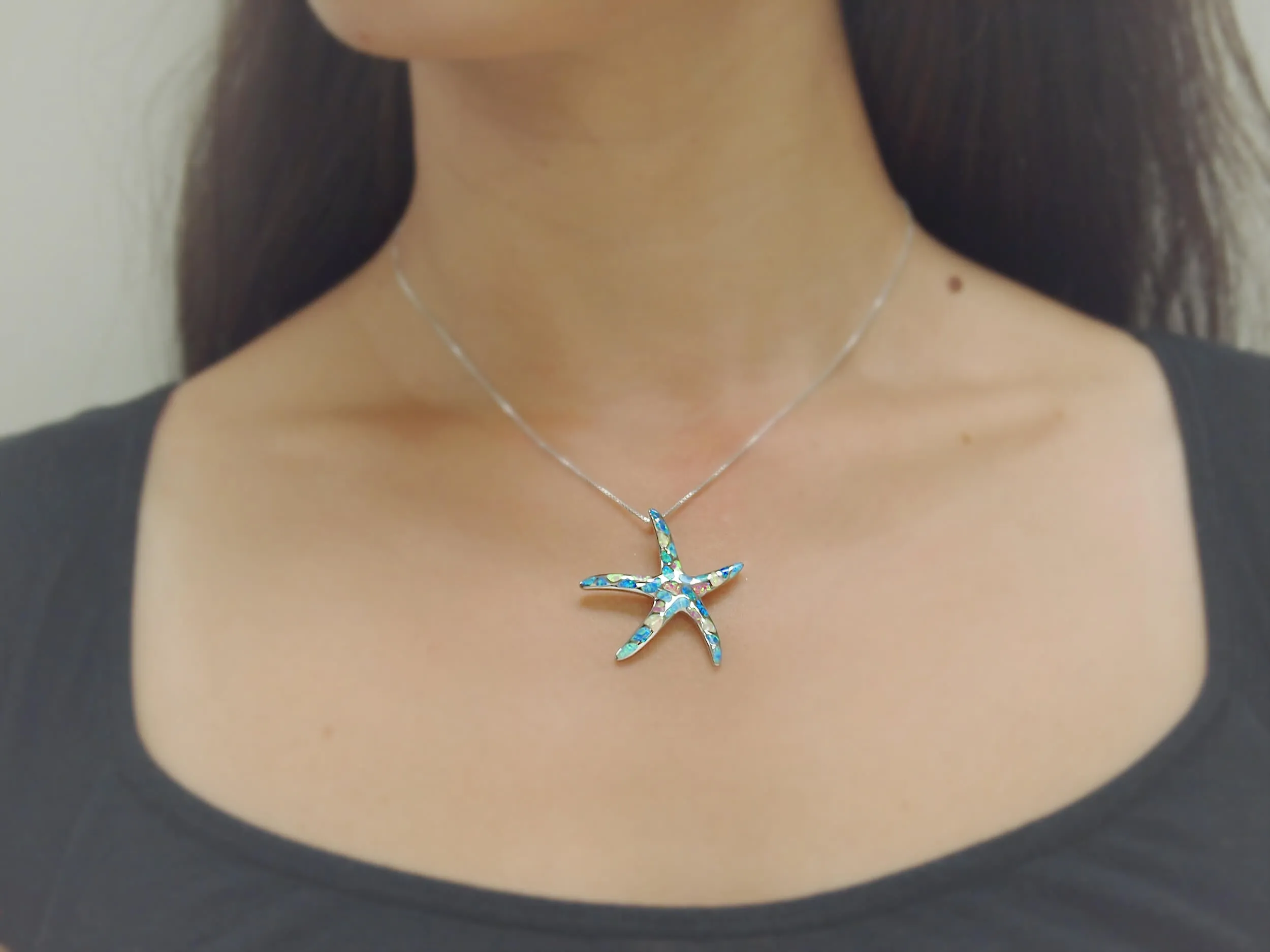 Sterling Silver Starfish Pendant Necklace, 16 2" Extender