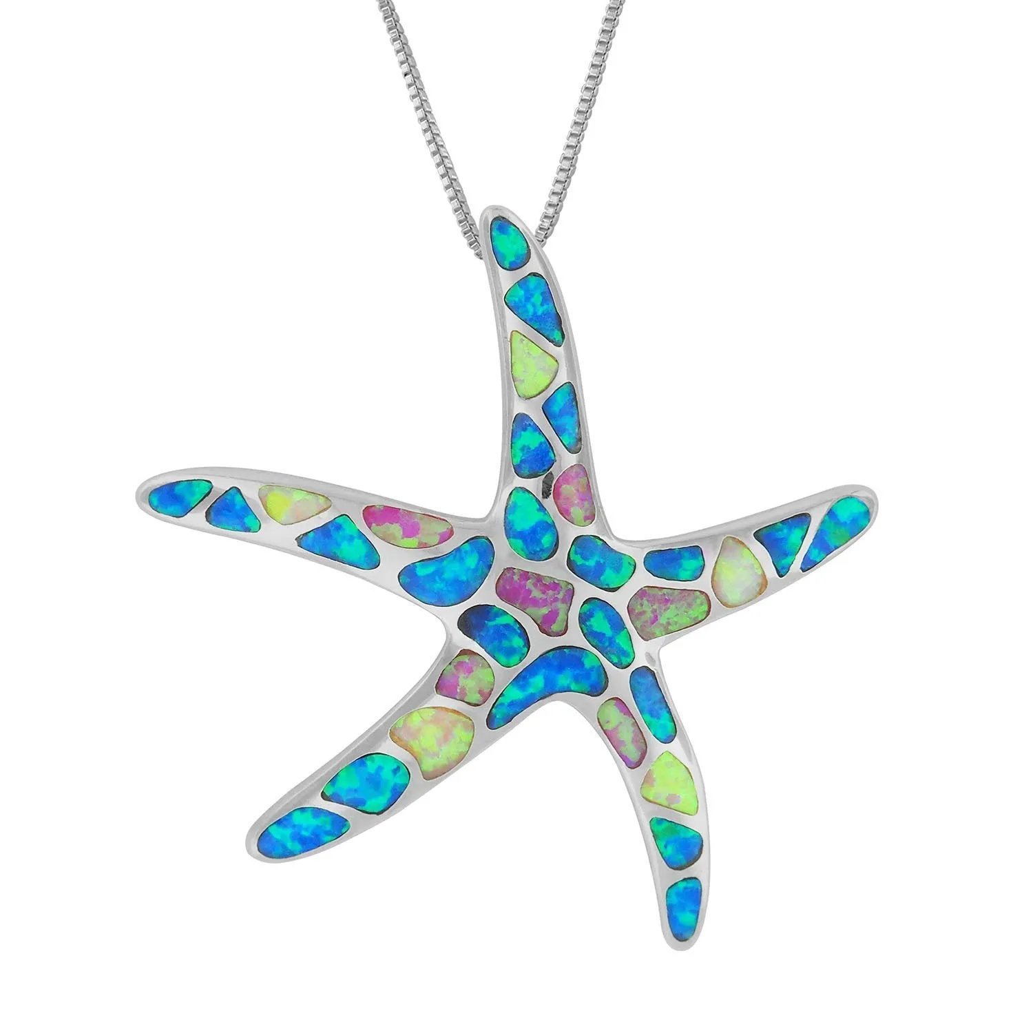 Sterling Silver Starfish Pendant Necklace, 16 2" Extender