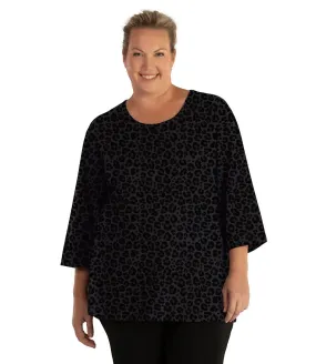 Stretch Naturals Scoop Neck 3/4 Sleeve Top Deep Leopard Print - FINAL SALE