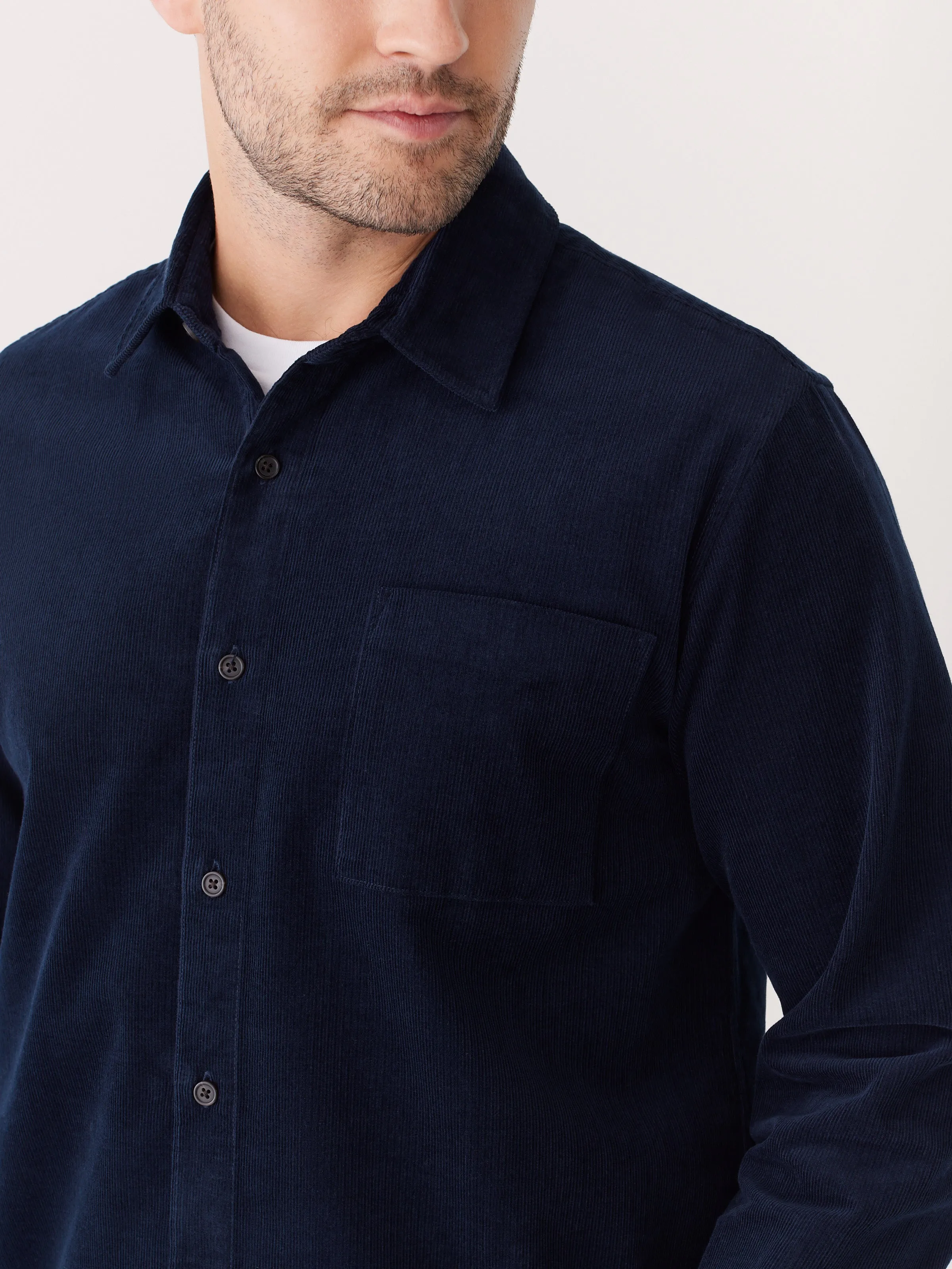 The Boxy Corduroy Shirt in Night Sky Blue