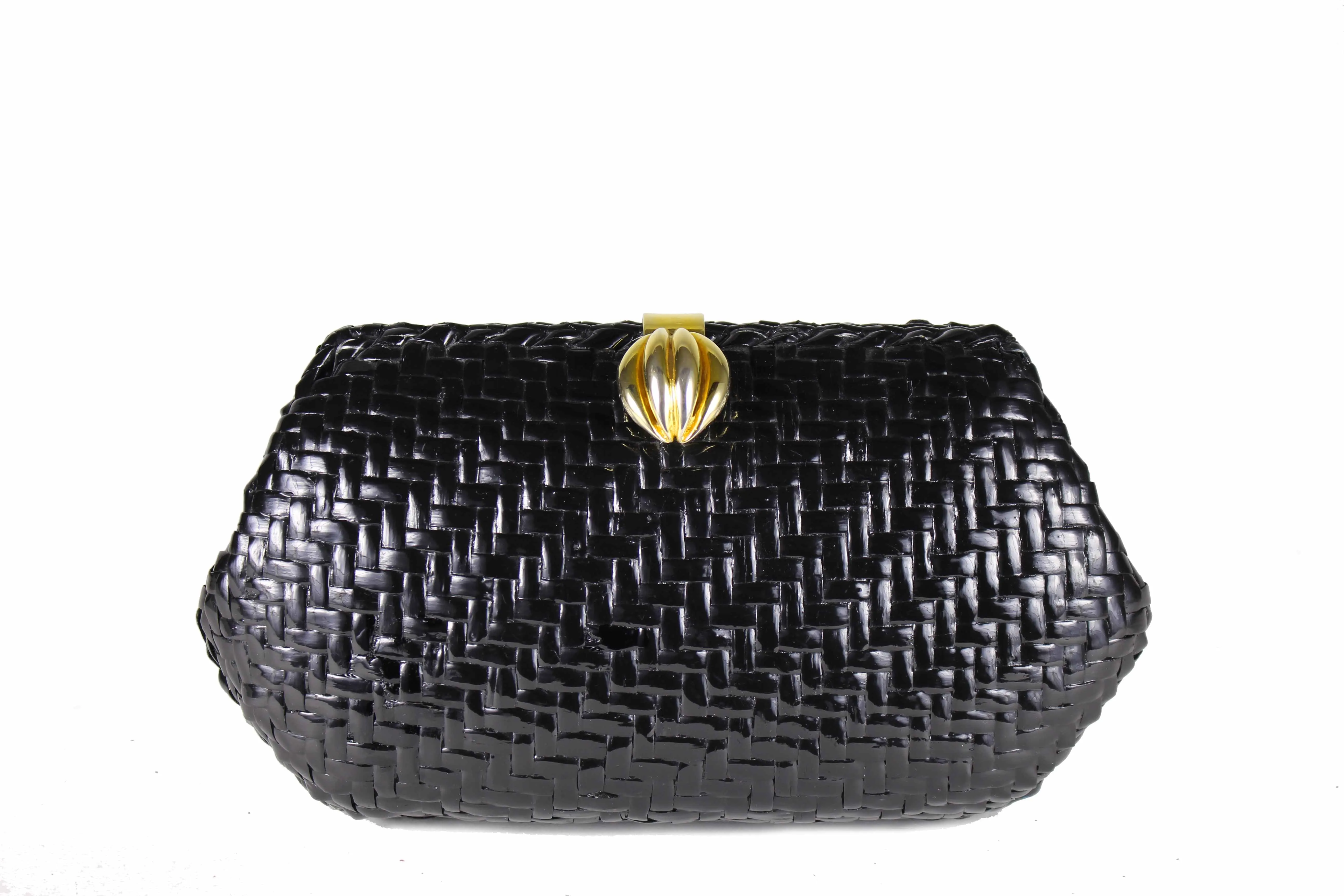 VANESSA black wicker clutch