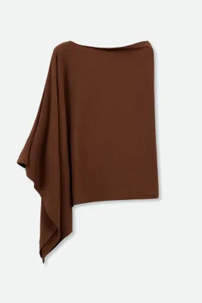 VARA WRAP IN HEATHERED PIMA COTTON STRETCH SADDLE BROWN