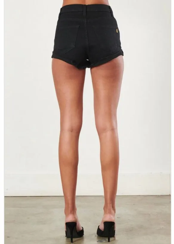 Vibrant Denim Shorts (Black) S1044