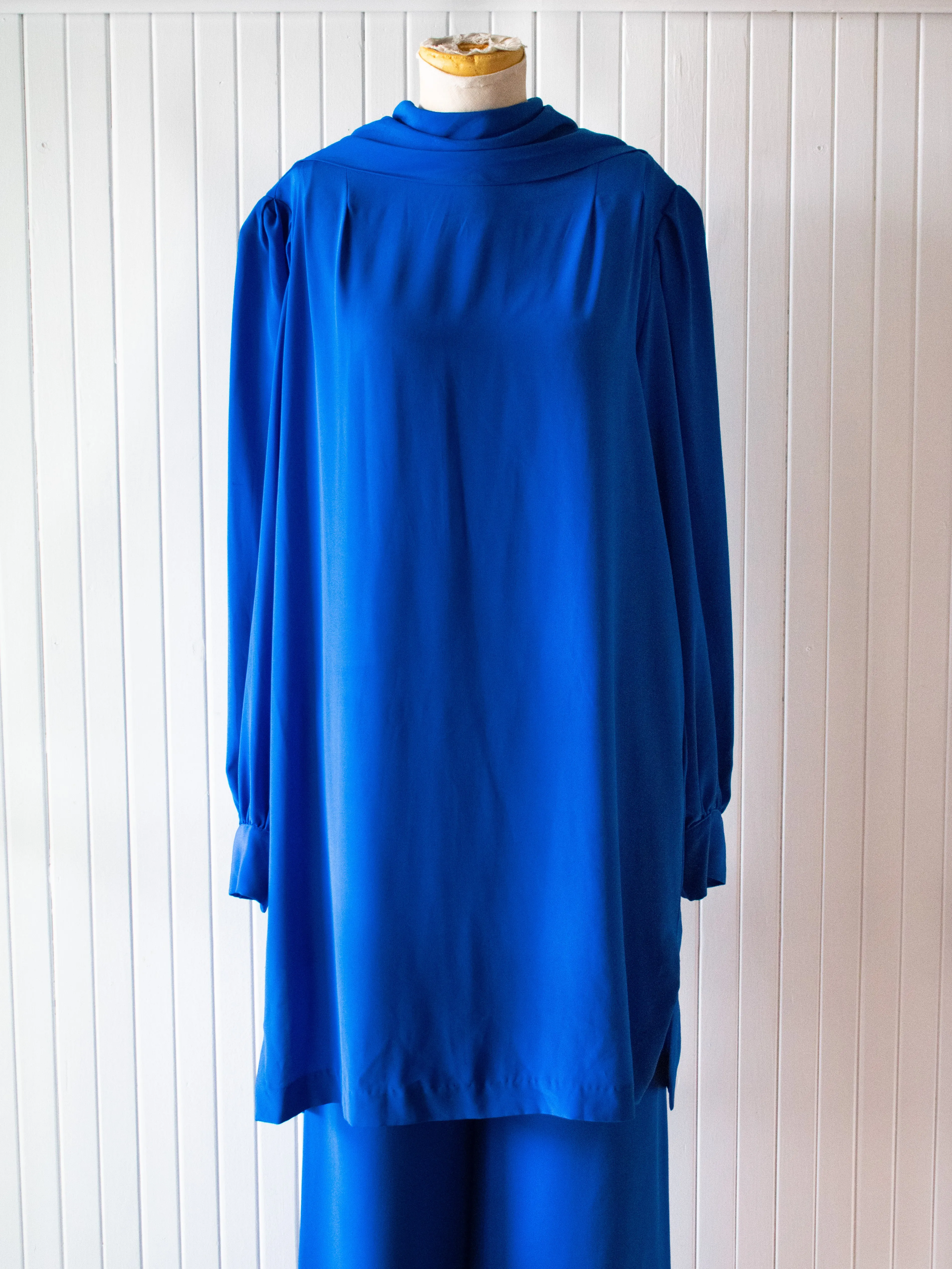 Vintage 1980s Anne Klein Cobalt Blue Tunic Large