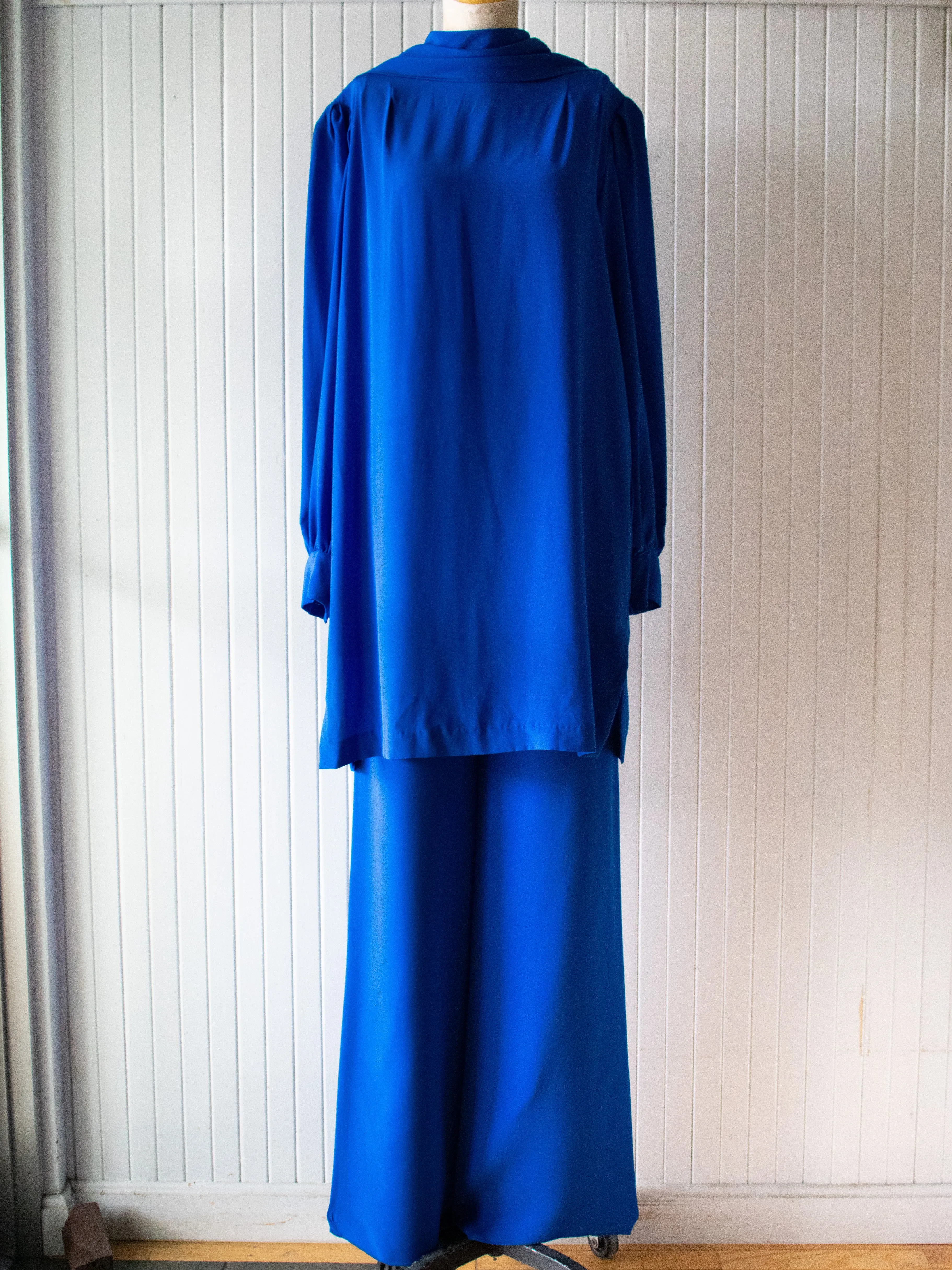 Vintage 1980s Anne Klein Cobalt Blue Tunic Large