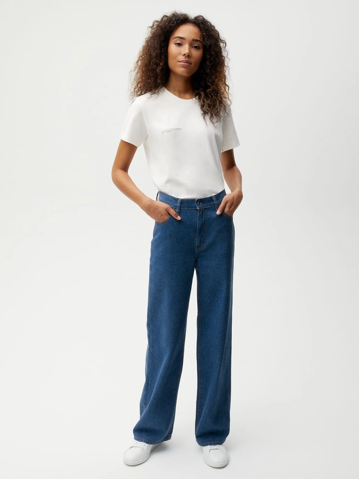 Women’s Hemp Denim High-Rise Wide leg Jeans—mid wash