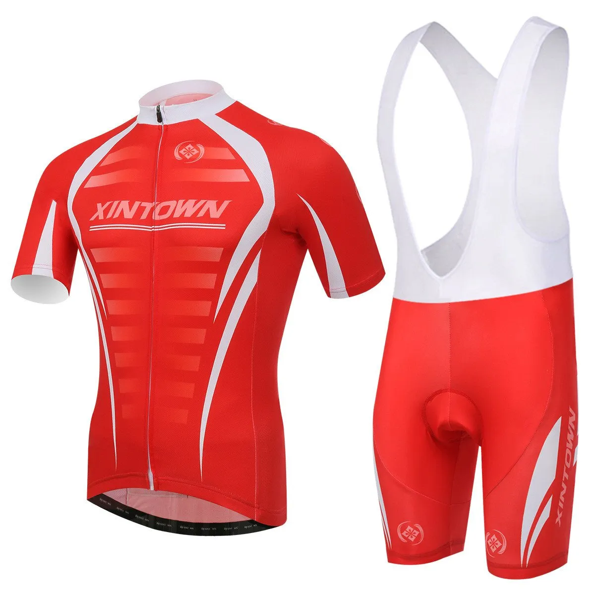 XINTOWN Red White Short Sleeve Cycling Jersey Set